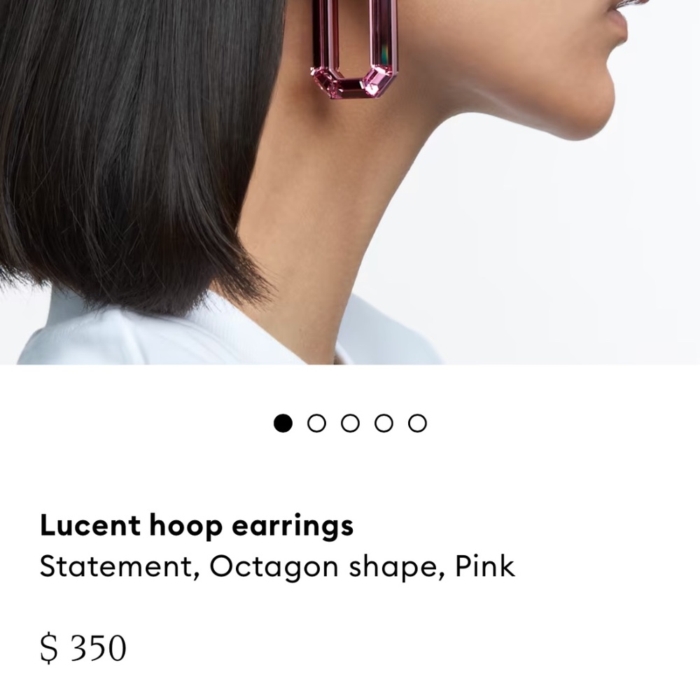 Swarovski Lucent Hoop Earrings - Pink - Picture 4 of 5